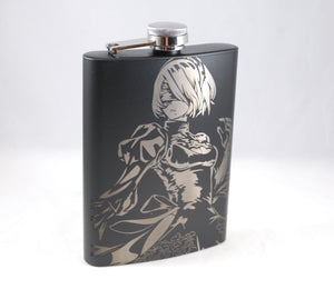 2B from Nier Automata Laser Engraved Flask
