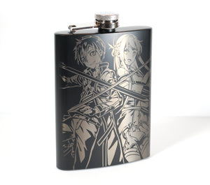 Kirito and Asuna from Sword Art Online Laser Engraved Flask