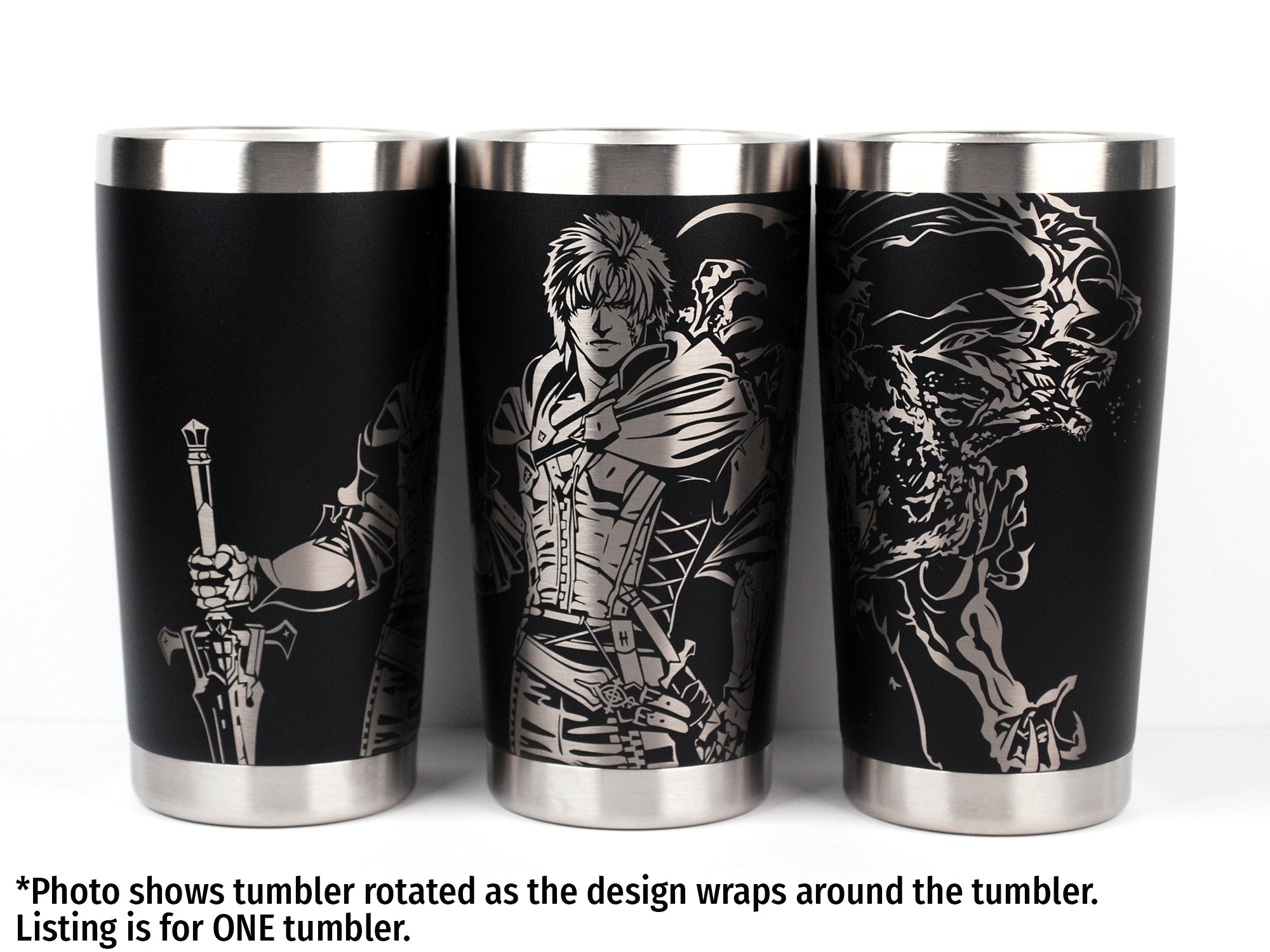 Clive and Ifrit from FFXVI Laser Engraved Pint Glass or Insulated Tumbler