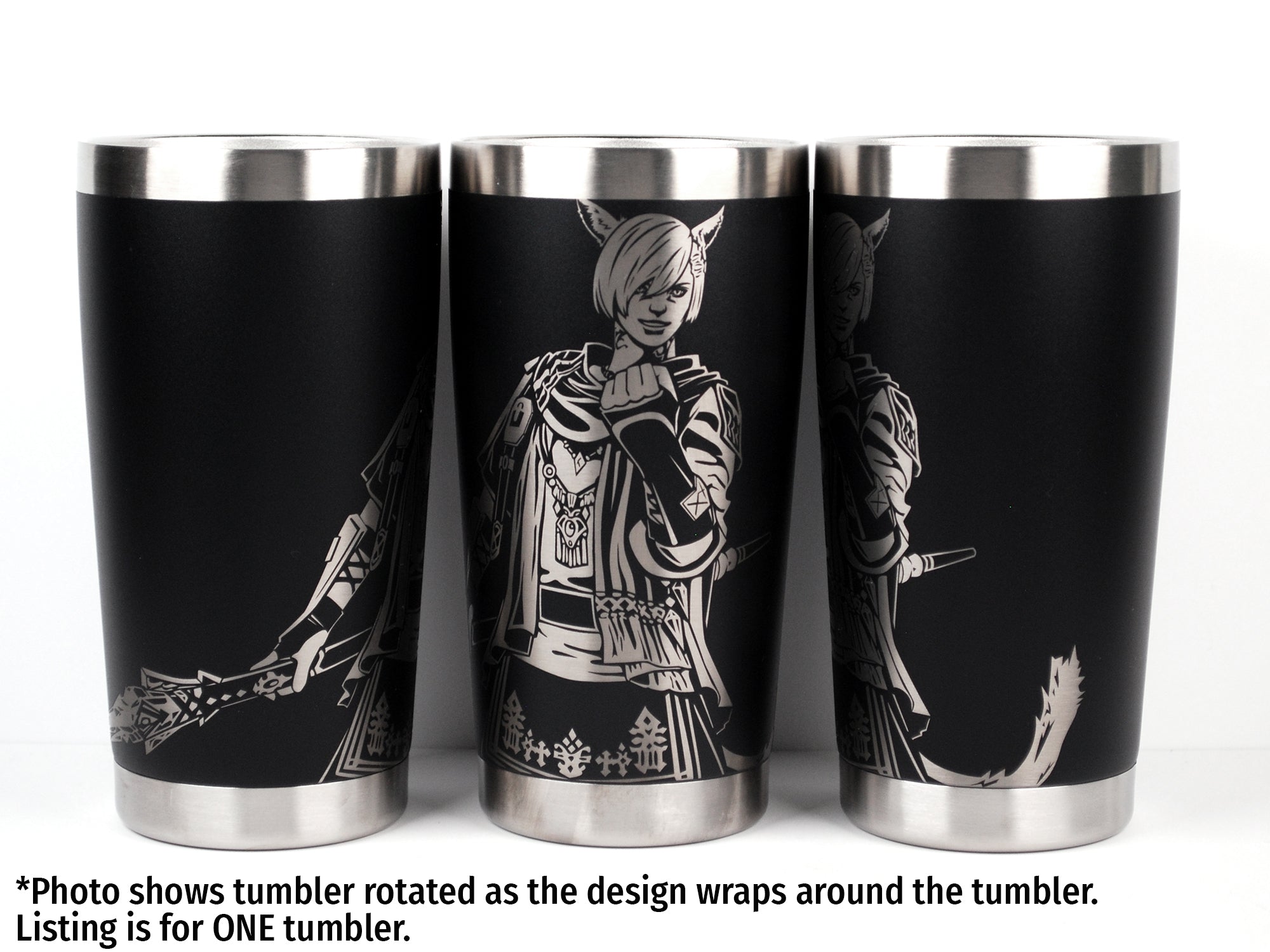 G'Raha Tia from FFXIV Laser Engraved Pint Glass, Flask, or Insulated Tumbler