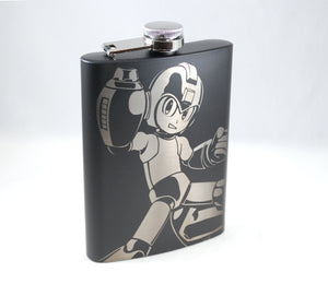 Mega Man Laser Engraved Flask