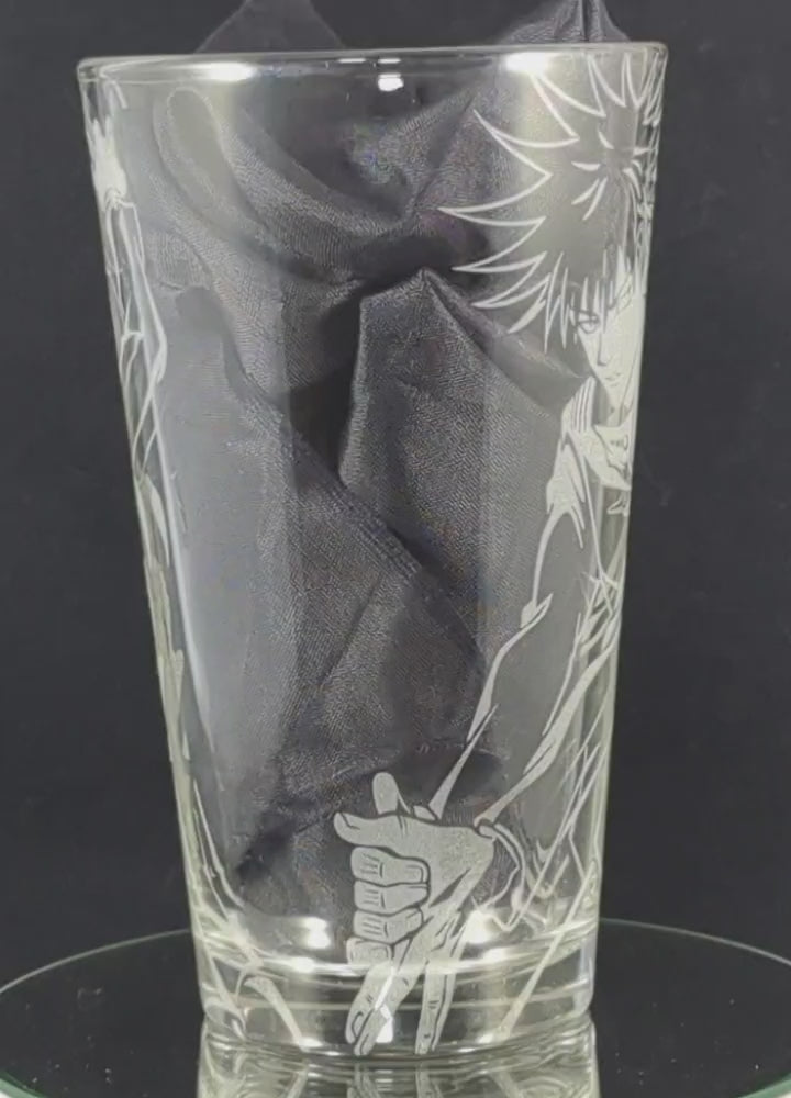 Megumi Yuji and Nobara from Jujutsu Kaisen Laser Engraved Pint Glass