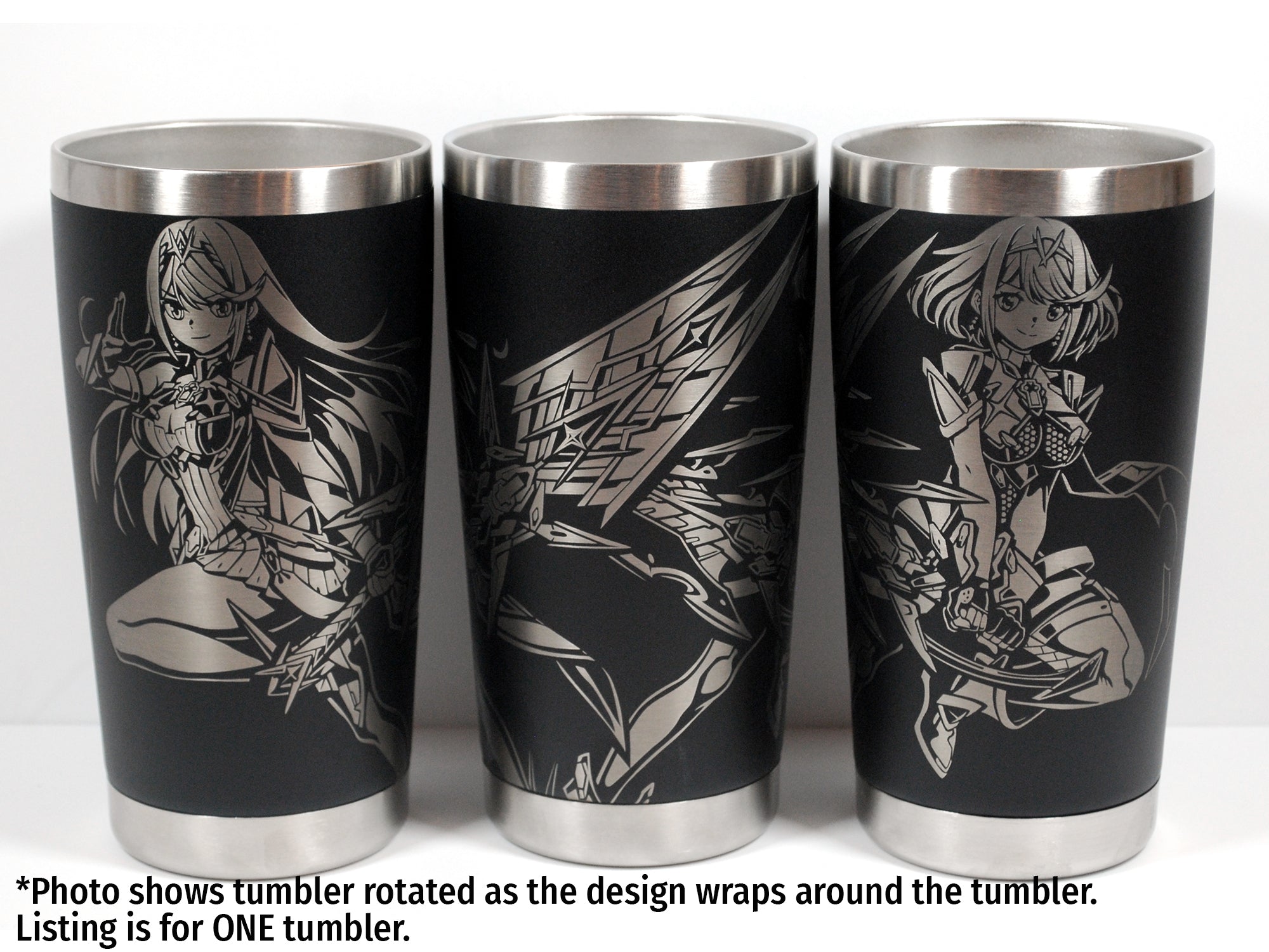 Mythra and Pyra from Xenoblade Chronicles 2 Laser Engraved Pint Glass, Flask, or Tumbler