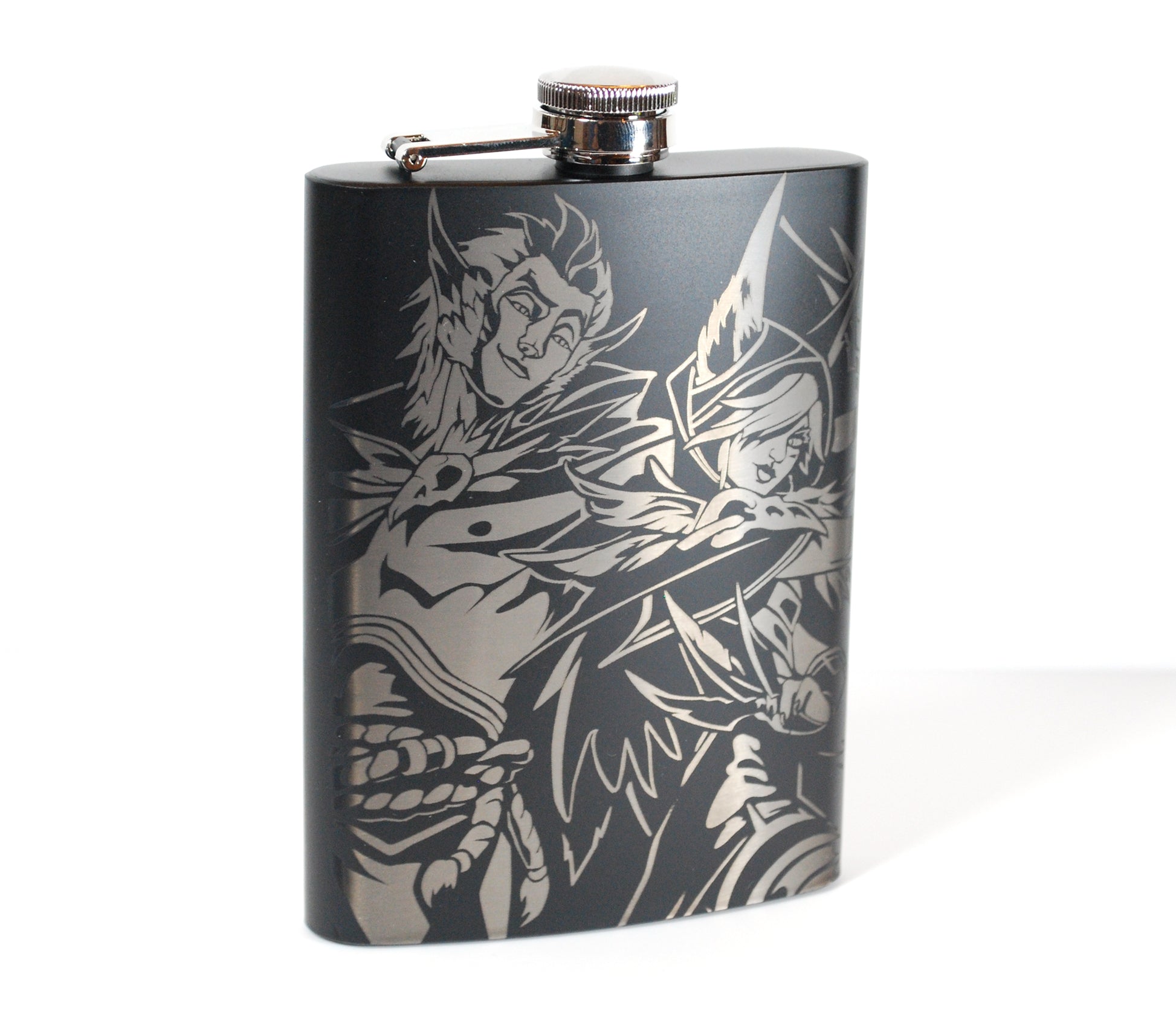 Rakan and Xayah from League of Legends Laser Engraved Flask