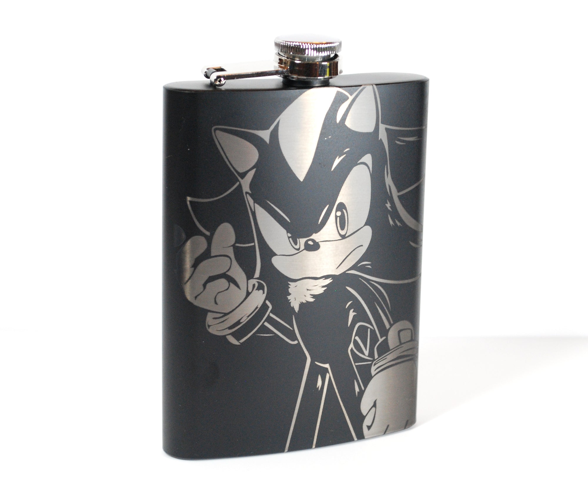 Shadow from Sonic Laser Engraved Flask