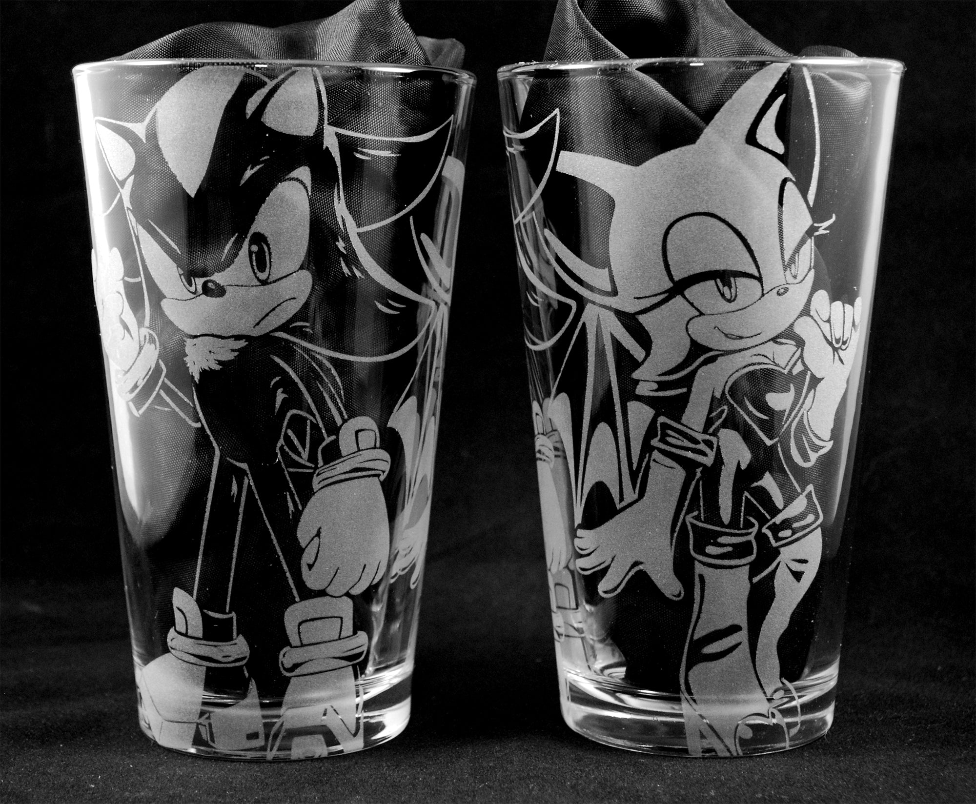 Shadow and Rouge from Sonic Laser Engraved Pint Glass
