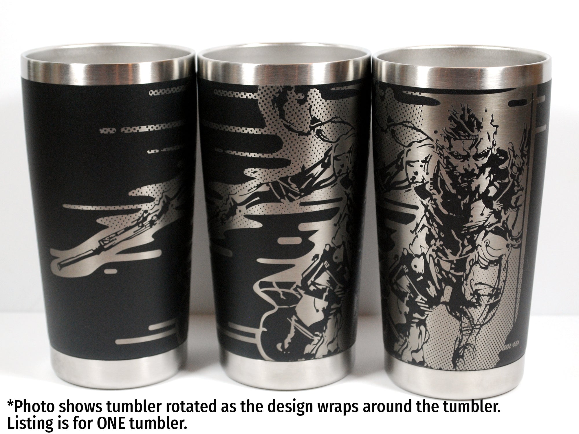 Snake from Metal Gear Solid Laser Engraved Pint Glass, Flask, or Insulated Tumbler