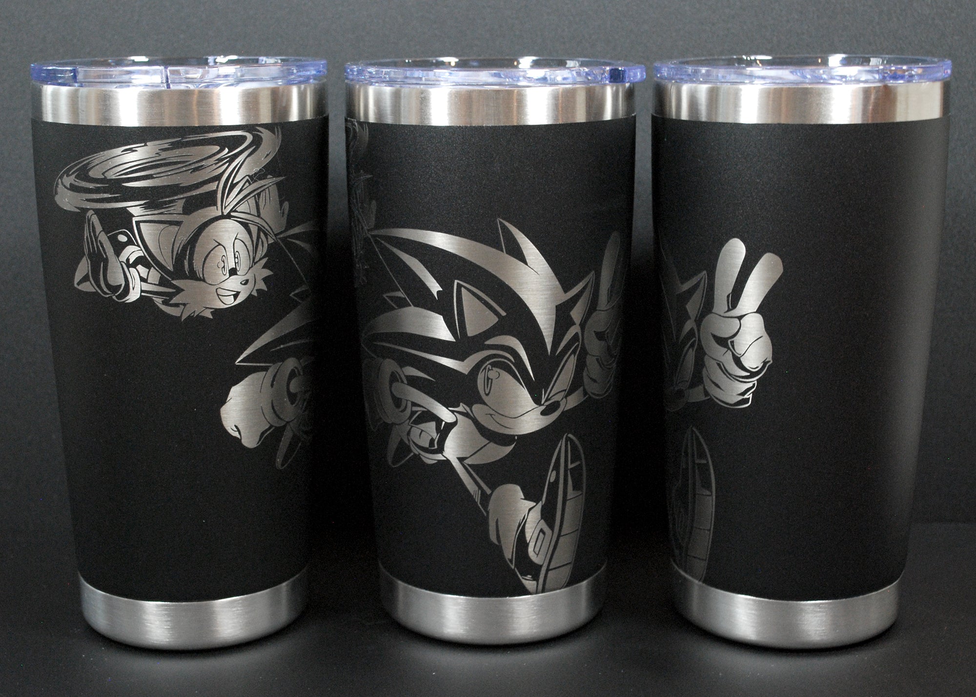 Sonic and Tails Laser Engraved Pint Glass, Flask, or Tumbler