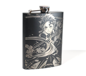Tanjiro from Demon Slayer Laser Engraved Flask