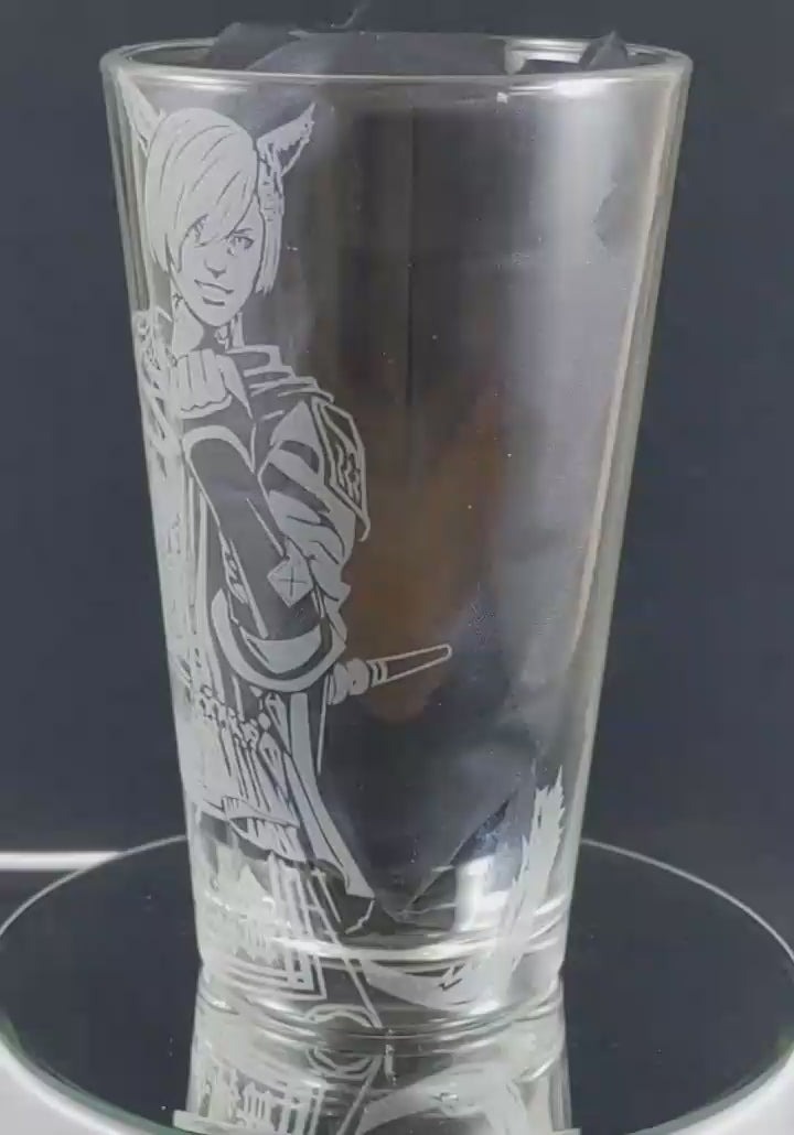 G'Raha Tia from FFXIV Laser Engraved Pint Glass