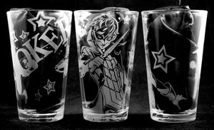 Joker Protagonist from Persona 5 Laser Engraved Pint Glass