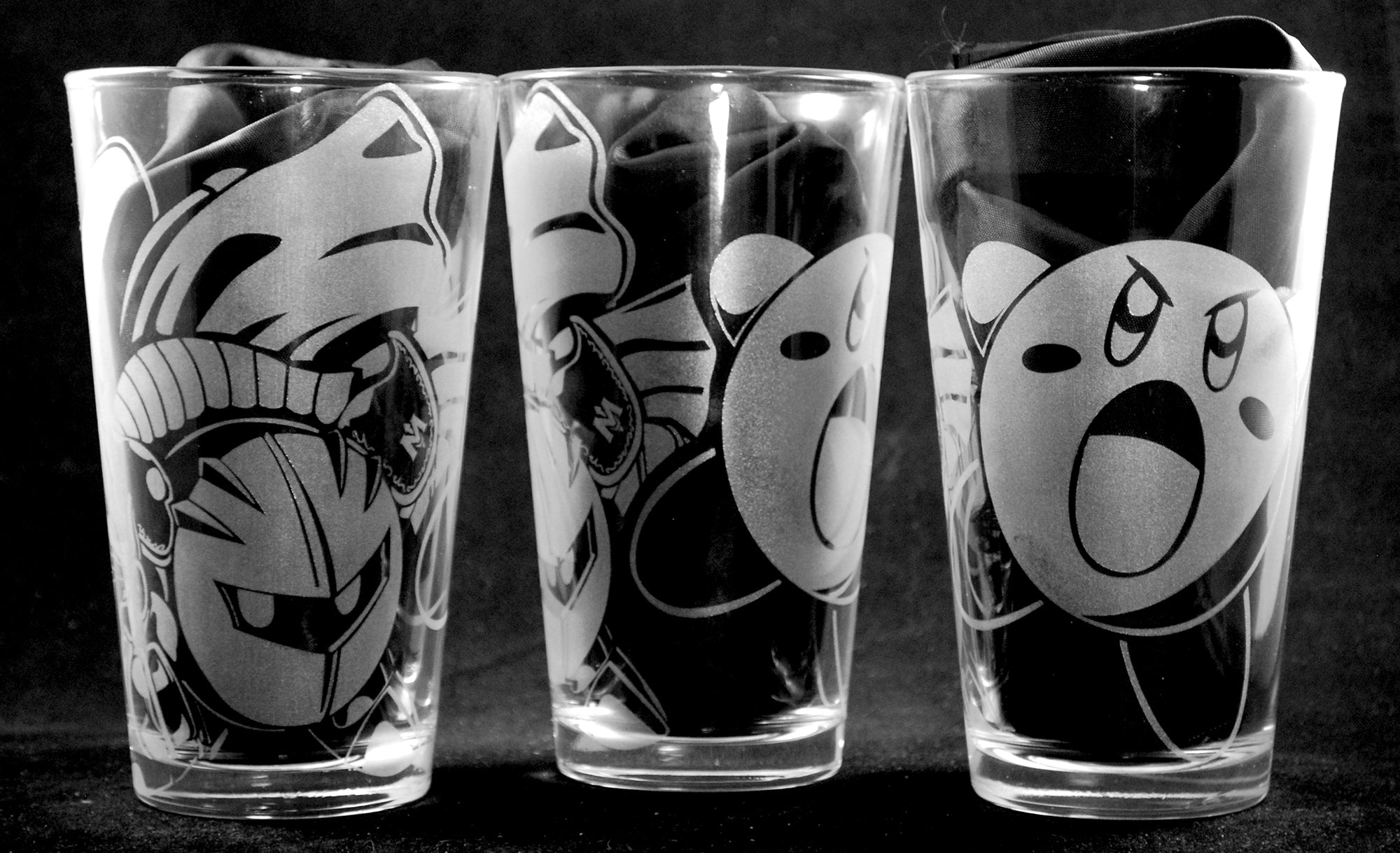 Kirby and Meta Knight Laser Engraved Pint Glass
