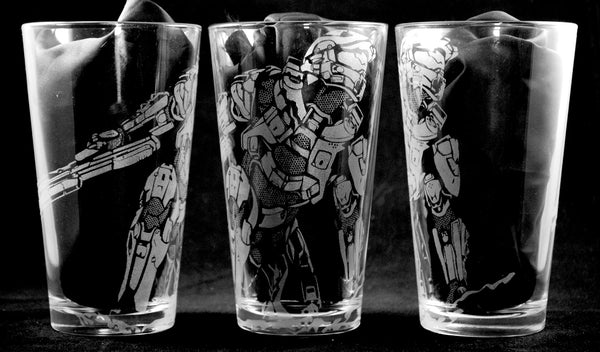 Master Chief from Halo Laser Engraved Pint Glass – ClinksDrinks