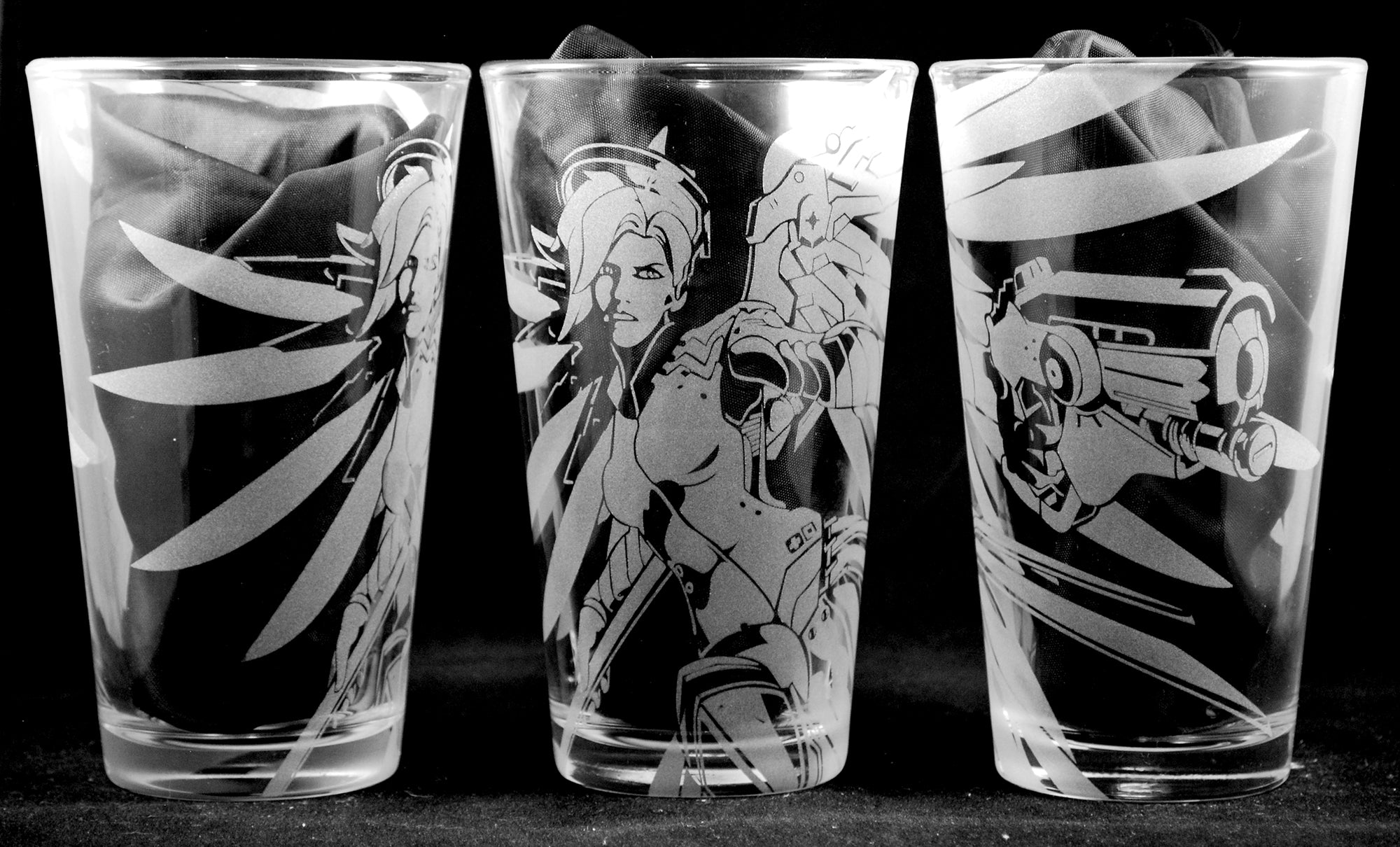 Mercy from Overwatch Laser Engraved Pint Glass
