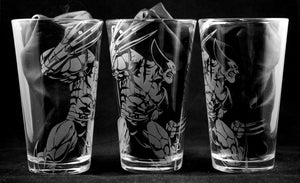 Wolverine from XMen Laser Engraved Pint Glass